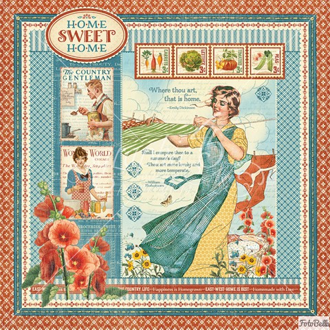Graphic 45 HOME SWEET HOME 8 Sheets 12x12 Paper Collection Family Scrapbook