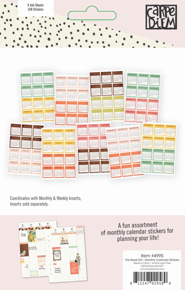 Calendar Monthly Stickers : The reset girl mini monthly calendar stickers by Calendar Monthly Stickers : The reset girl mini monthly calendar stickers by