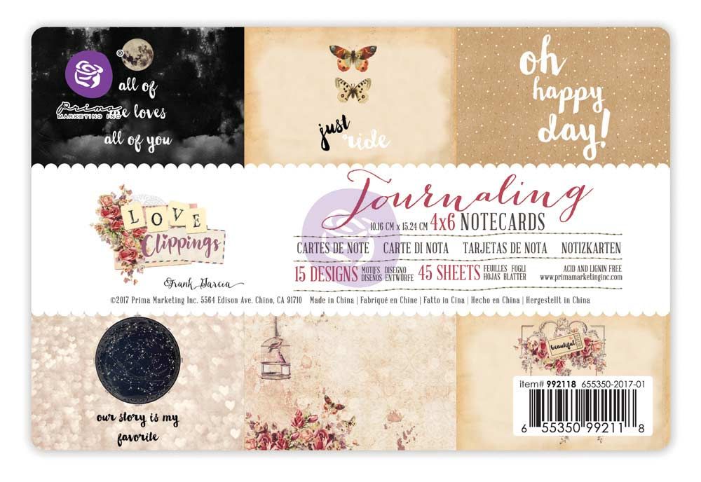 Prima Marketing 15 Designs//3 Each Spring Farmhouse Journaling Cards Pad 4X6 45//Pkg