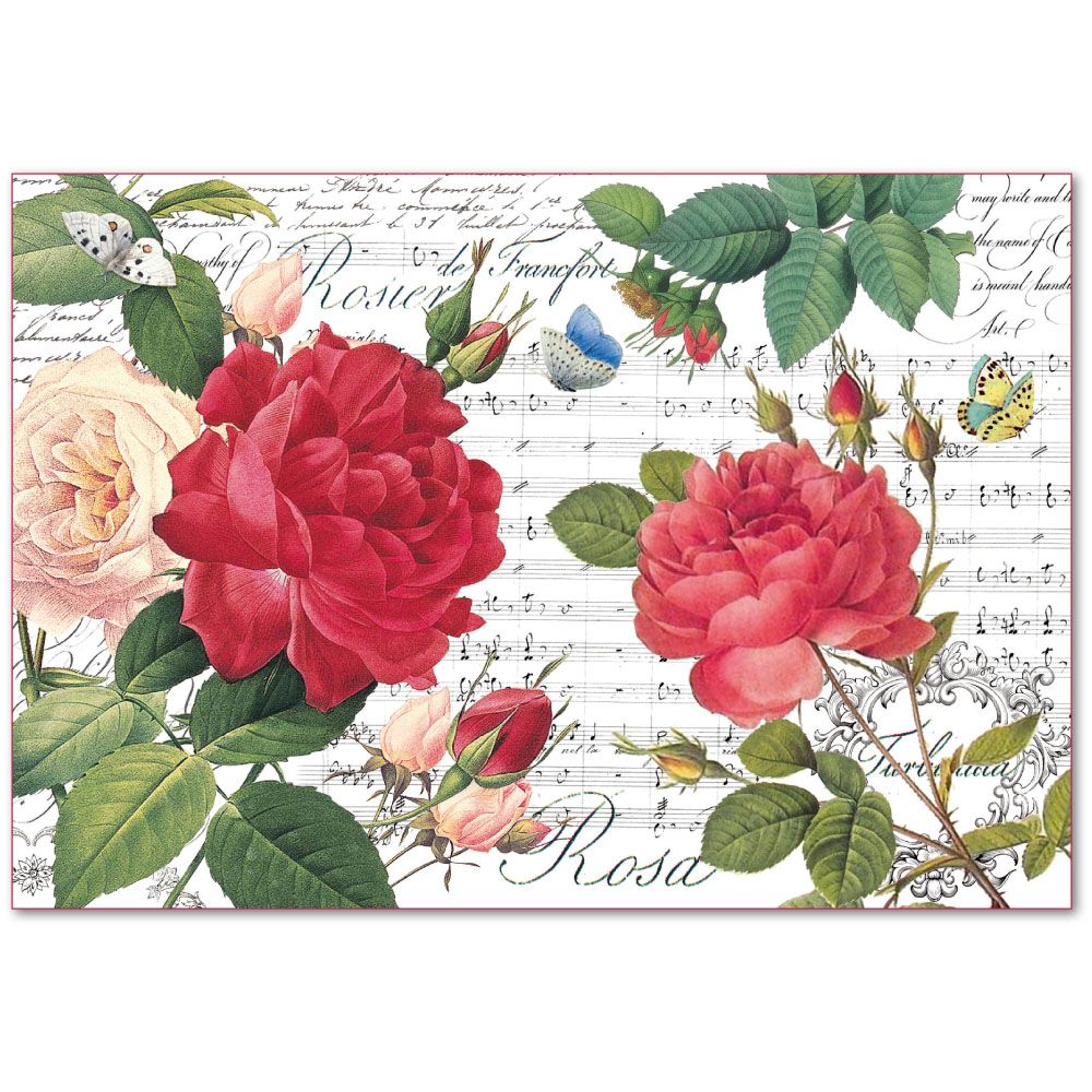 Stamperia Decoupage Rice Paper 48x33 Red roses and music