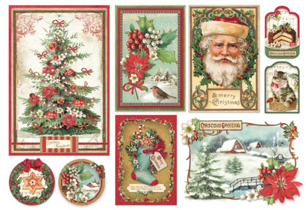 STAMPERIA A4 Decoupage Rice Paper packed Christmas vintage Patisserie*Specialty