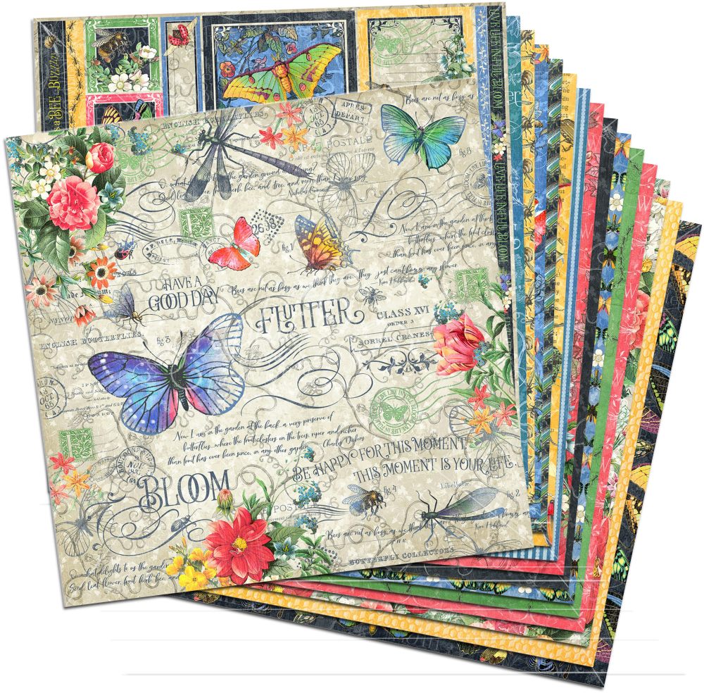 Graphic 45 Flutter 12x12 Paper Pack (16 sheets)for Scrapbooks, Cards