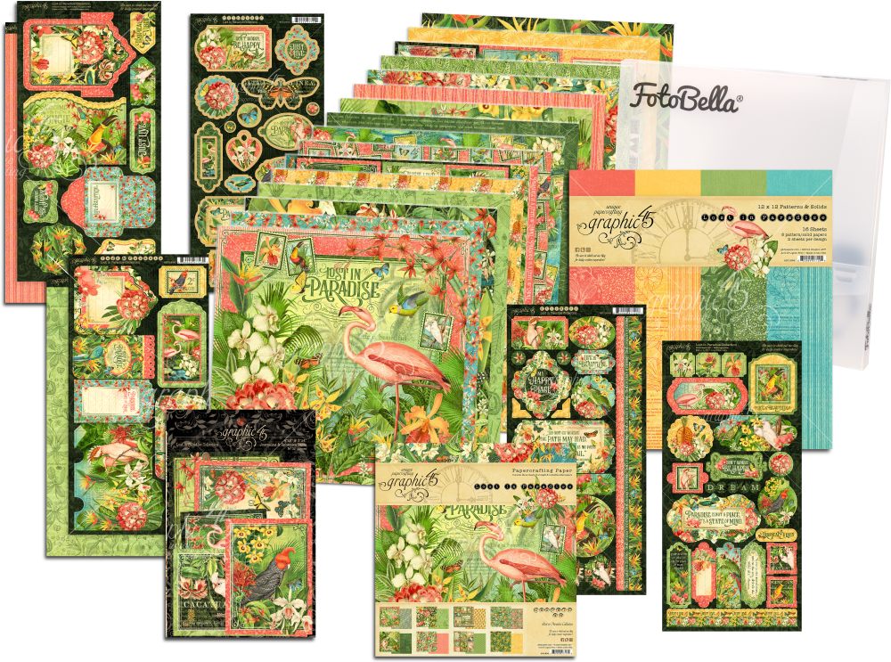 Graphic 45 Lost In Paradise 8x8 Paper Pad 24 Sheets Scrapbook Tropical Beach